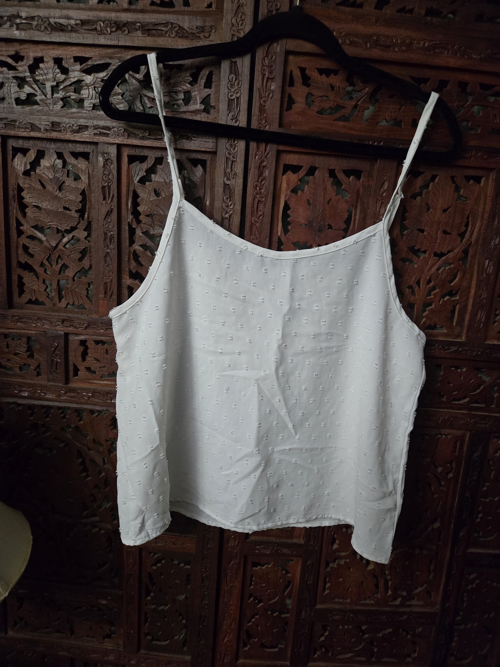 Source Unknown White Swiss Dot Spaghetti Strap Camisole